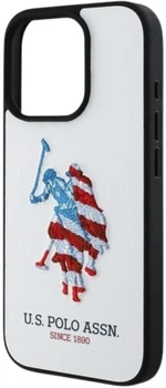 Etui U.S. Polo Leather Big DH American Flag USHCP15XPUSH do iPhone 15 Pro Max Białe (3666339386153)