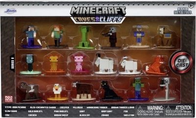 Zestaw metalowych figurek kolekcjonerskich Jada Minecraft wysokość 4 cm 18 szt (4006333099120)
