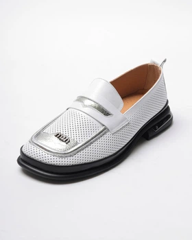 Туфлі перфоровані Evromoda 337392 білі з серебристим шкіра 39