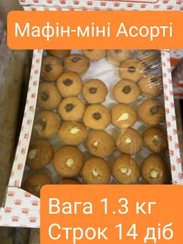 Мафин-мини ассорти, 1,3 кг/ящ