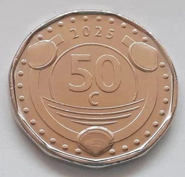Монета Синт-Мартен 50 центів 2025 - Прийняття карибського гульдену, Кольорове покриття