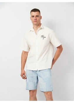 Рубашка H&M S Белый 1178588_чорн.надп