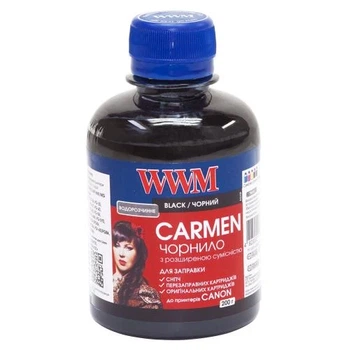Чернила WWM Canon CARMEN, Black, 200 мл, водорастворимые, универсальные (CU/B)