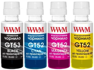Комплект чорнил WWM HP GT52/GT53, 4x100 мл (GT53SET)