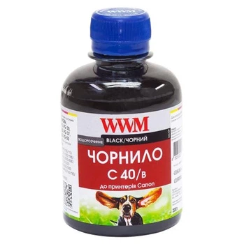Чернила WWM Canon PG-37/40/50, PGI-5Bk, BCI-15, Black, 200 мл, водорастворимые (C40/B)