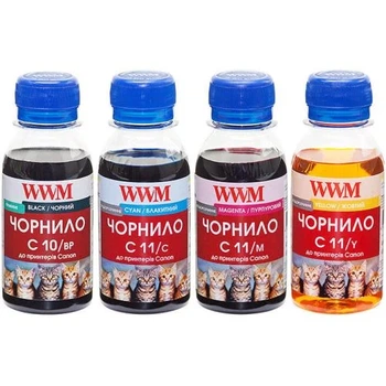 Комплект чернил WWM Canon C10/BP, C11/C, C11/M, C11/Y, 4x100 мл (C10/11SET4-2)