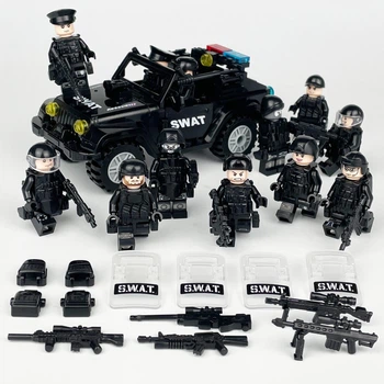 Набір фігурок чоловічків Поліцейський спецназ 16шт та Джип figures sets special forces S.W.A.T. 16 pcs Jeep E-6