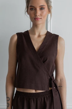 Сорочки Forli Топ на запах зі льону Brownie M/L Коричневий LN0091-08-70_M/L