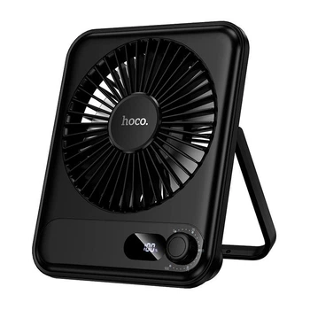 Вентилятор настольный портативный HOCO HX607 Slim Desktop Fan (100 уровней скорости, 2000mAh, 10 ч). Black