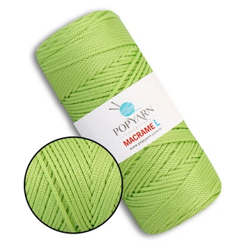 Popyarn Macrame L, Салат №459 - шнур для макраме , 200 г / 190 м, 100% полипропилен - для вязания сумок, ковриков, корзин, панно, декора