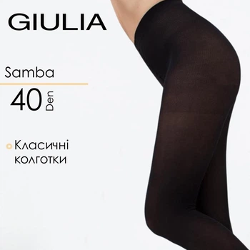 Колготки женские цветные Giulia SAMBA 40 3 Black-nero, матовые черные, без шортиков, средняя посадка