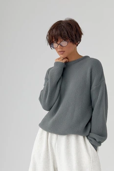 Светр з альпаки у вільному фасоні Lurex Сірий One Size (9055)