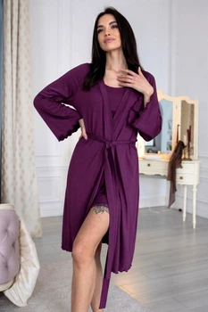 Женский вискозный халат Хсл044 Сливовый, 3XL