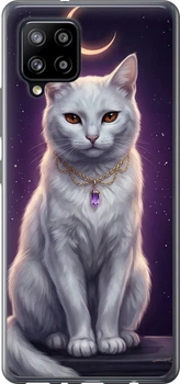 Чехол для Samsung Galaxy A42 A426B Mystic White Cat Gothic Dark Purple Gold