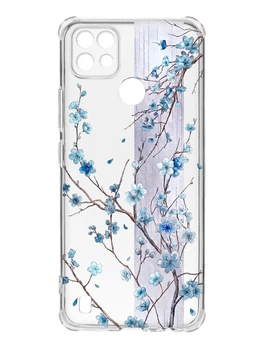 Чехол с утолщёнными углами на Realme C21 Цветущая сакура (принт 422)
