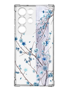 Чехол с утолщёнными углами на Samsung Galaxy S23 Ultra Цветущая сакура (принт 422)