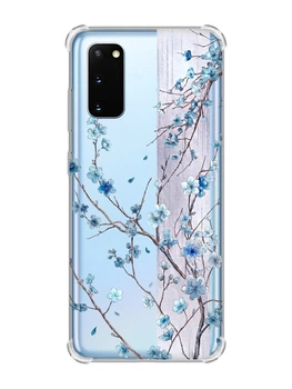 Чехол с утолщёнными углами на Samsung Galaxy S20 Plus Цветущая сакура (принт 422)
