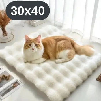 Мягкий лежак для кошек и собак 30×40 см , белый— пушистый коврик под норку, тёплый KT8001311
