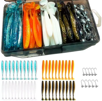 Набір силіконових приманок Easy Shiner 5.5 см 40 шт + 10 джигголовок + коробка 2#