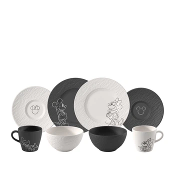 Столовий сервіз Villeroy & Boch Manufacture - Mickey Mouse 8 предметів 2 персони чорно-білий (1047199072)