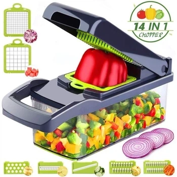 Багатофункціональна овочерізка Veggie Slicer 14в1 Ручний комбайн для нарізування та шаткування овочів