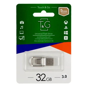 Флешка ЮСБ T&G 2в1USB/Type C 32Gb Metal 104 USB Flash Drive 3.0 память 32 Гб Steel