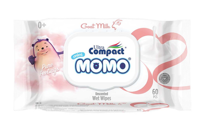Серветки вологі дитячі Ultra Compact Momo Goat Milk 60 шт з клапаном (306396)