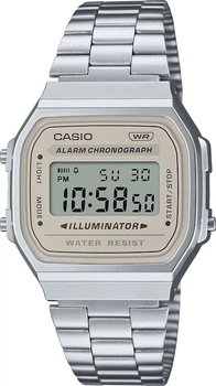 Мужские часы Casio A168WA-8A серебристые подсветка (A168WA-8A)