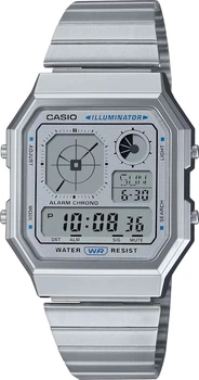 Мужские часы Casio A130WE-7A серебристые мировое время (A130WE-7A)