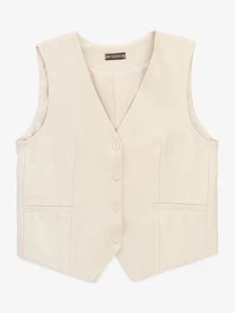 Жилет классический однотонный женский On me 2428-K XL Светло-бежевый shop (2000999576409)