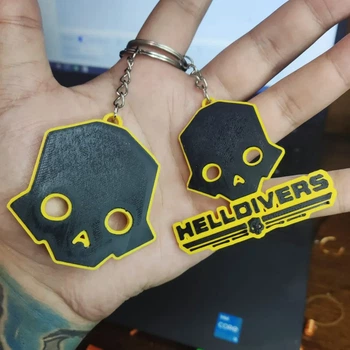 Набір брелоків за мотивами гри Helldivers: череп та логотип. Aivory