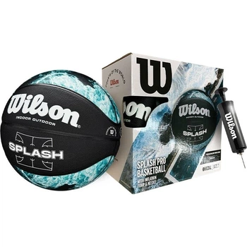 Баскетбольный набор Wilson SPLASH PRO (мяч и насос в подарочной коробке) черно-бирюзово-белый Размер 7 WZ2014501XP