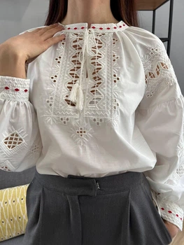 Вишиванка біла по білому з ажурною вишивкою L
