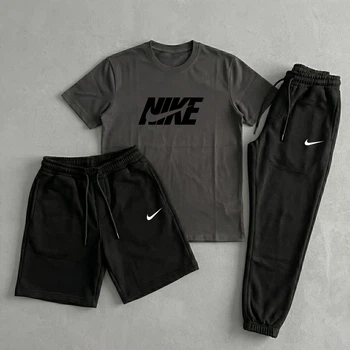 Костюм чоловічий 3 в 1 шорти штани футболка NIKE графіт S