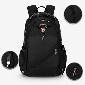 Рюкзак, швейцарский рюкзак, SwissGear 8810, туристический рюкзак, рюкзак для ноутбука Черный