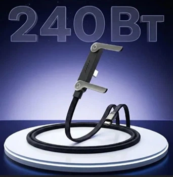 Кабель для зарядки телефонов на 1.5 м 240 Вт Type-C с подставкой для телефона