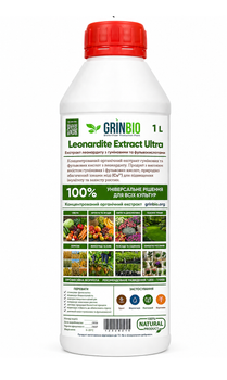 Екстракт фульво-гуміновий GrinBio Leonardite Extract Ultra темно-коричневий 1 л концентрат з леонардиту (LEU-1L)