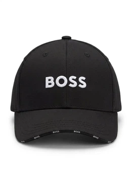 Кепка чоловіча BOSS чорна, бавовняна бейсболка з вишитим логотипом CAP-BOSS-003-BLK-WHT