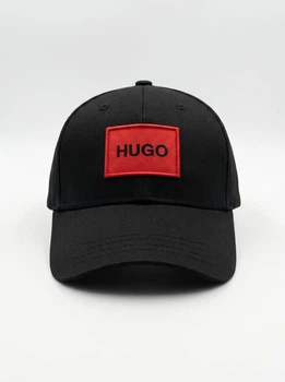 Кепка чоловіча HUGO 50492745 чорна, бавовняна бейсболка з червоним логотипом