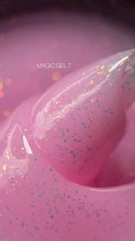 Гель для наращивания Saga Professional Magic Builder Gel 07 нежно-розовый с хлопьями потали 15 мл