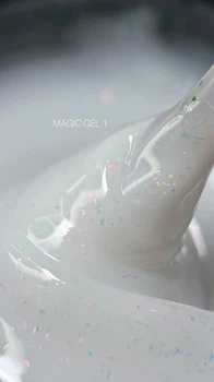 Гель для наращивания Saga Professional Magic Builder Gel 01 молочный с хлопьями потали 15 мл