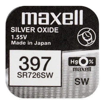 Батарейка для часов серебряно-цинковая Maxell 396 397 SR726SW AG2 196 LR59 LR726 1.55V (4116)