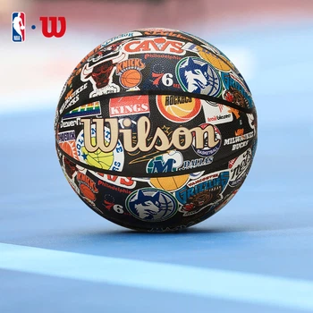 Баскетбольний м'яч Wilson NBA Retro з повним логотипом команди, високопродуктивний шкіряний, для використання в приміщенні та на вулиці, розмір 7 для дорослих, ідея для подарунка