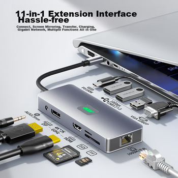 Док-станция расширения Acer Type-C, преобразователь USB-C в DP/HDMI/VGA, зеркальное отображение трех экранов 4K60 Гц, расширение порта Gigabit Ethernet, совместима с iPad и ноутбуками Huawei.