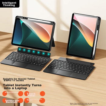Чохол-клавіатура Zhisihui Bluetooth для Xiaomi Pad 5/5Pro 11-дюймовий, знімний магнітний силіконовий чохол з надтонкою клавіатурою та підсвічуванням смарт-тачпада, чорний
