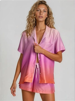 Піжама Victoria's Secret Glazed Satin Heart Short Pajama Set - M - Рожевий