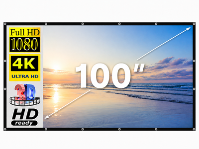 Экран для проектора 100" дюйма BIOSCOPE Touch 16:9 настенный портативный Стрейчевая ткань белая в комплекте крепление для дома и улицы универсальный экран для проектора путешествий полотно для фильмов офиса и дома