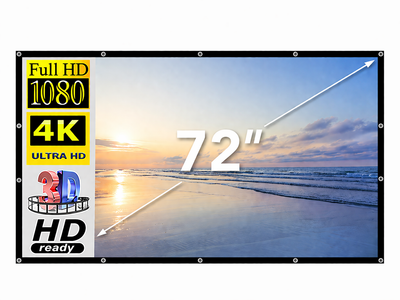 Экран для проектора 72" дюйма BIOSCOPE Touch 16:9 настенный портативный Стрейчевая ткань белая в комплекте крепление для дома и улицы универсальный экран для проектора путешествий полотно для фильмов офиса и дома