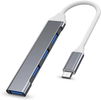 Адаптер (хаб) Type-C 3.1 на 4 USB 3.0 переходник черный