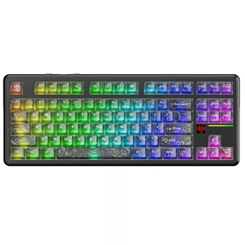 Механічна бездротова (Bluetooth + 2,4G) клавіатура з HOT SWAP Attack SHARK X87 ULTRA , 87 Key, 10 000mAh, 8K, RGB, Win/Mac OS, УКР/АНГЛ, Forged Carbon/Чорна (X87ULTRAFC)